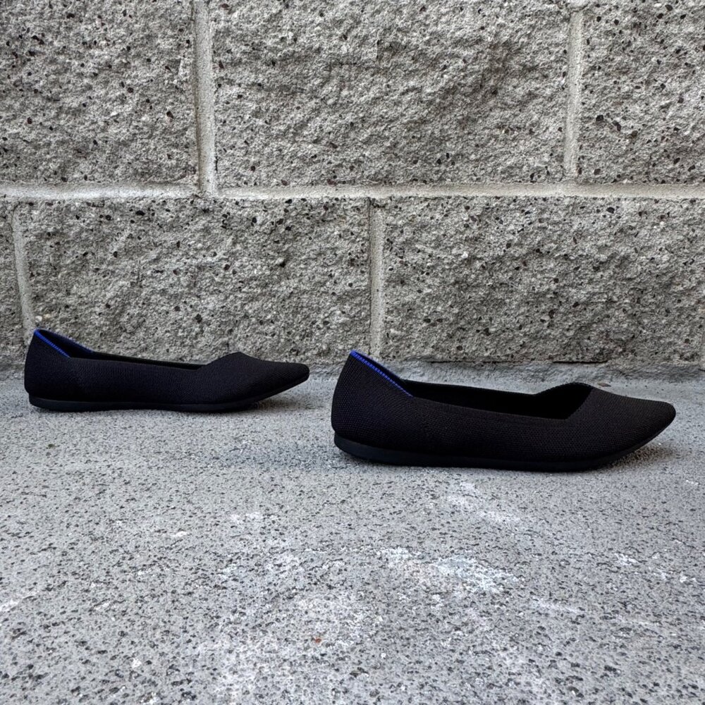 ROTHY'S Black The Point II Shoes Womens 8.5 Black Slip On Flats Rothys Pointed - Picture 2 of 10